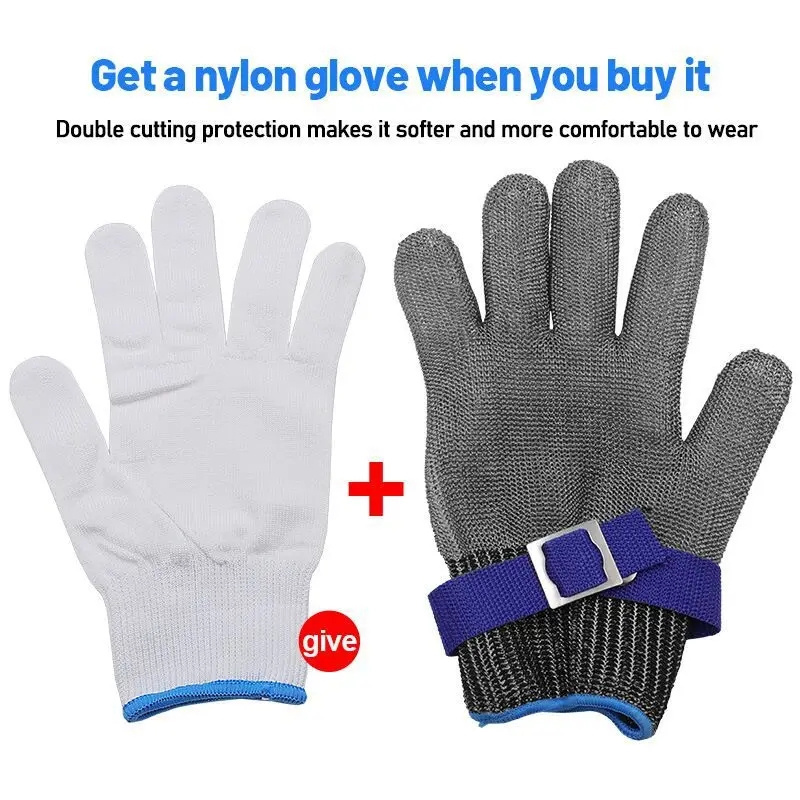 Stainless Steel Gloves Anti-cut Wear-resistant Slaughter Gardening Hand Protect Working Gloves Metal Mesh Butcher Kitchen Gloves