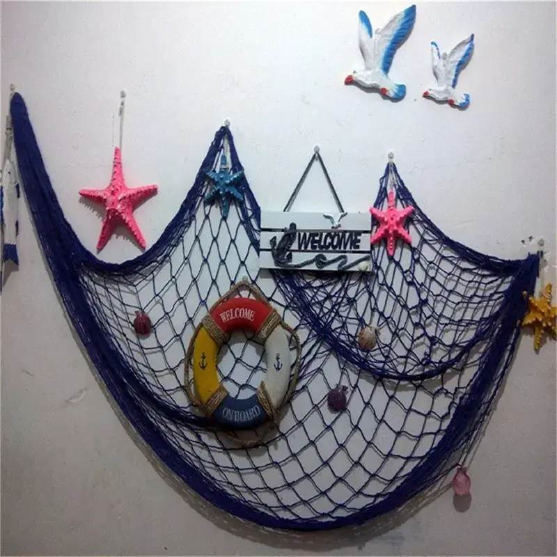 100*200cm Big Blue Fishing Net Kids Favor Nautical Ocean Theme Birthday Party Supplies DIY Summer Home Room Hanging Wall Decor