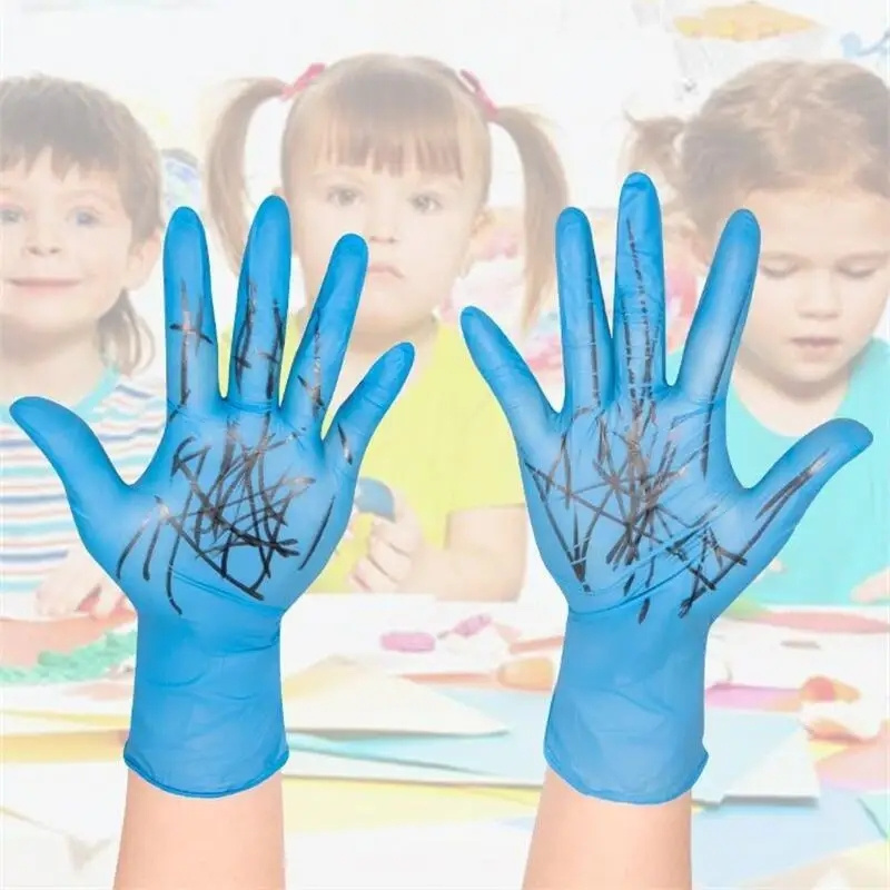 Kids Disposable Nitrile Gloves Children Latex Powder Free for Household Cleaning Crafting Painting Gardening Cooking Gloves