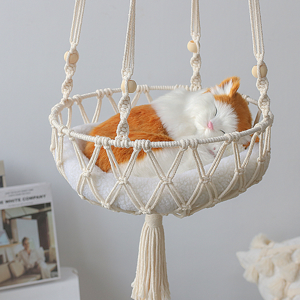 New Pet Hammock Cat Swing Hand Woven Cotton Rope Cats Hanging Basket Kitten Hanging String Den Indoor Pend Nest Pets Supplies