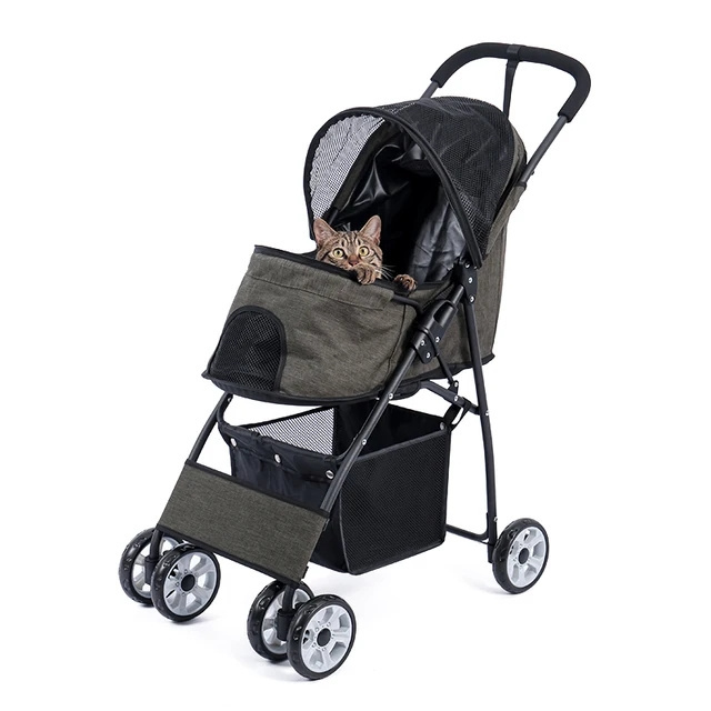 Stable Pet Dog Carrier Stroller for Kitten  Outdoor Puppy Cat Baby Cart 2 Colors Light Foldable Large Space Jogger Stroller