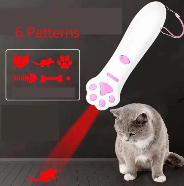 Laser Cat Teasing Stick 5 Modes + Red Dot LED Light Pointer Indoor Interactive Projection Toys Dog Kitten Pet Accessories