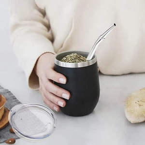 Double-Wall Stainless Yerba Gourd Mate Tea Set Coffee Cups Water Mate Tea Cup with Lid Spoon Straw Bombilla Head Filter Brush