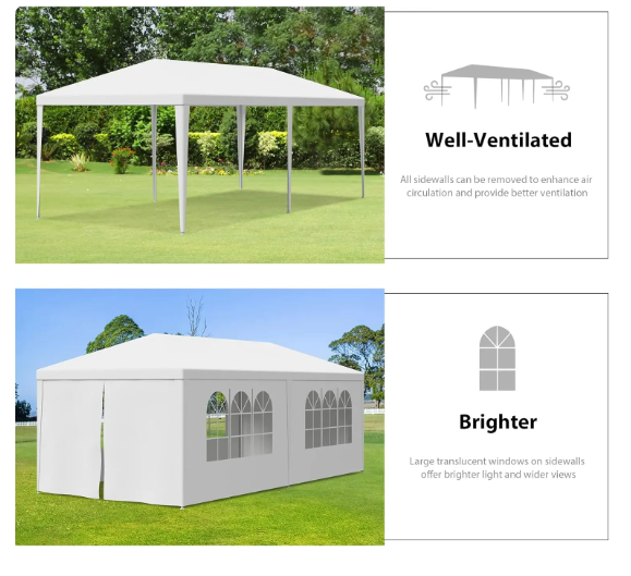 10 x20/30 Outdoor Gazebo White Canopy with sidewalls Party Wedding Tent Cater Events Pavilion Beach BBQ gazebo pergola