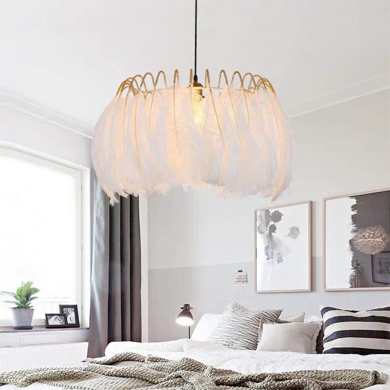 modern bedroom lighting feather hanging lamp for ceiling