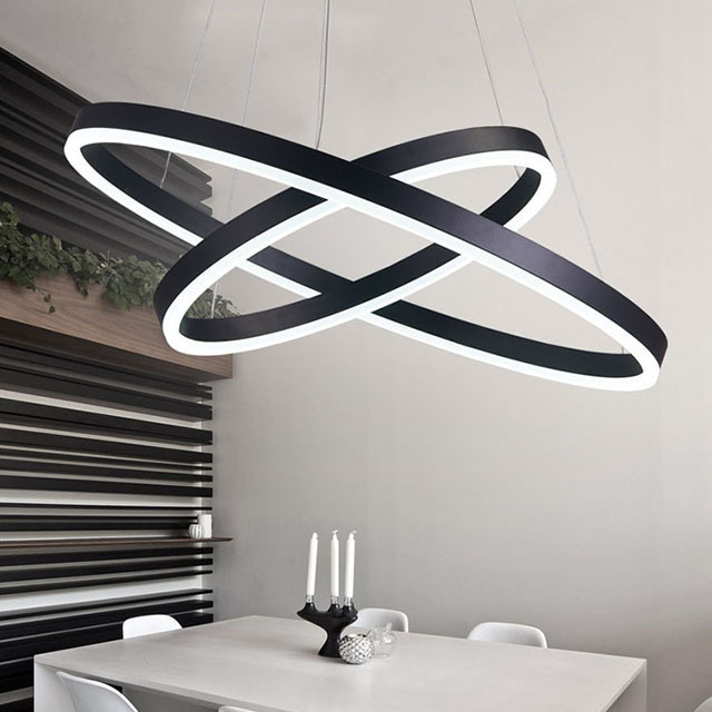 modern high stair chandelier ring lamp circle ceiling lights for dining table