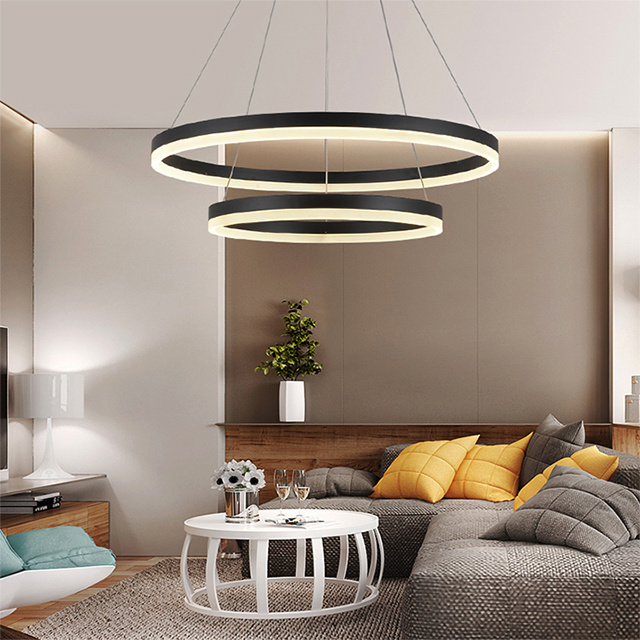 modern high stair chandelier ring lamp circle ceiling lights for dining table