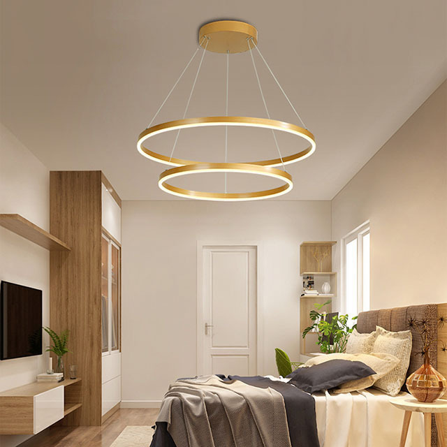 modern high stair chandelier ring lamp circle ceiling lights for dining table