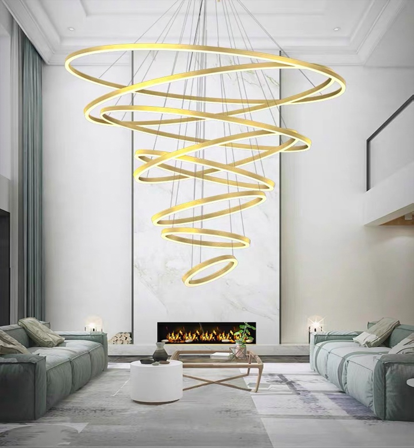 modern black  led ring chandelier for living room pendant light