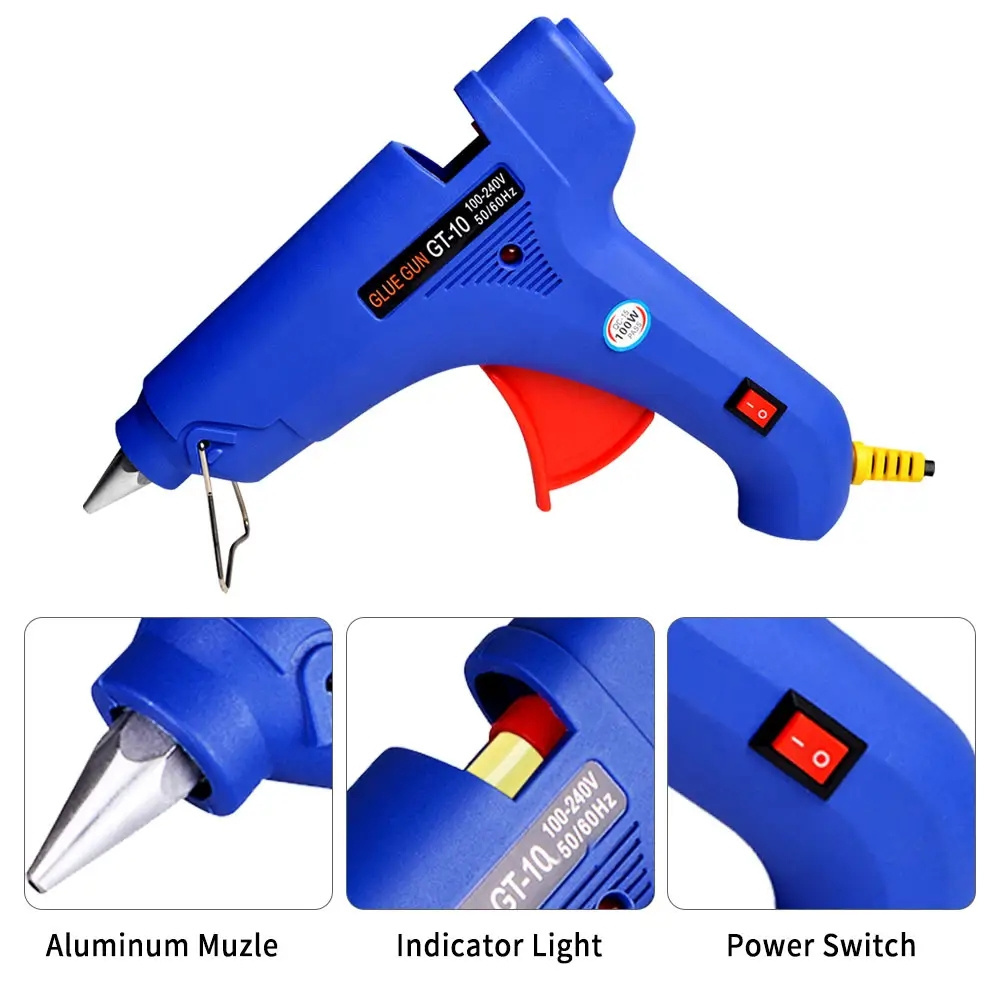 Wholesale DIY Heat Melt Glue Gun Handmade aluminum barrel+Aluminum alloy nozzle with 7/11mm glue stick