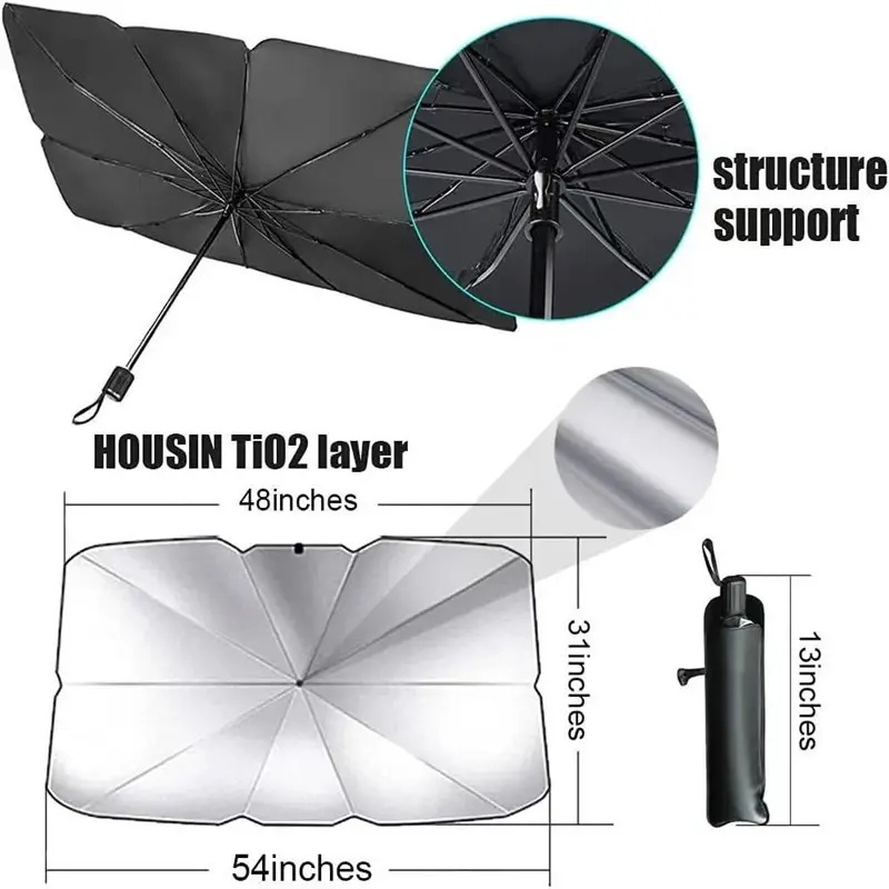 RTS Newest Custom Foldable Resistant Uv Windshield Portable Car Sunshade Umbrella