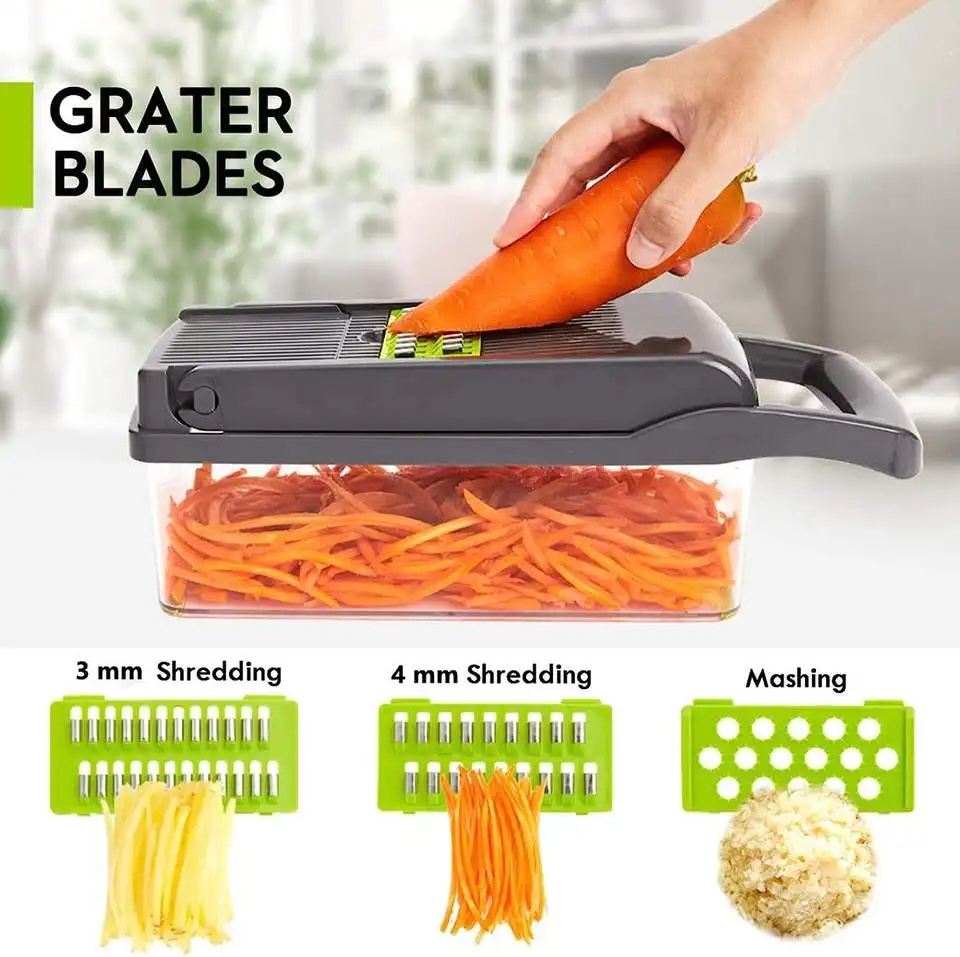 Hot Sale Manual Fruit Vegetable Food Cutter Multi 12 in 1 Chopper Dicer Slicer Kitchen Gaedget Cutter