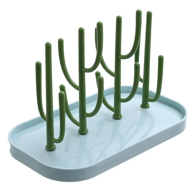 RTS Hot Sale Popular Cactus Shape Mini Portable Baby Water Bottle Drainer Drying Rack