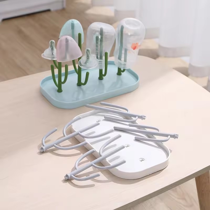 RTS Hot Sale Popular Cactus Shape Mini Portable Baby Water Bottle Drainer Drying Rack