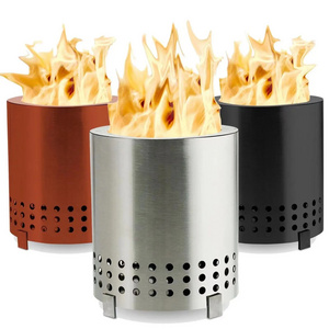 Portable 304 Stainless Steel Wood Burning Wood Stove Outdoor Patio Backyard Smokeless Tabletop Fire Pit