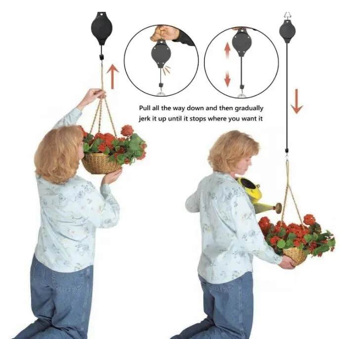 RTS Retractable Plant Hanger Hanging Flower Basket Pots and Birds Feeder Plant Hooks