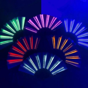 Foldable Hand Fan With Led Light Glowing Fluorescent Discoloration Fan For Night Performance Dj Bar Club Room Party Decoration