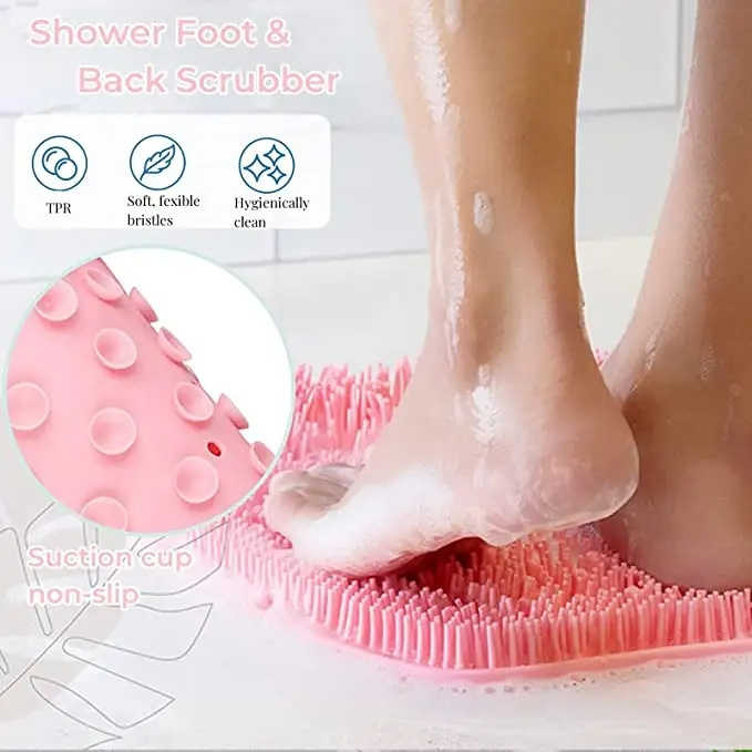 Shower Body Foot Cleaner & Back Massager Scrubber Mat Non Slip Suction Cups Shower bath Mat