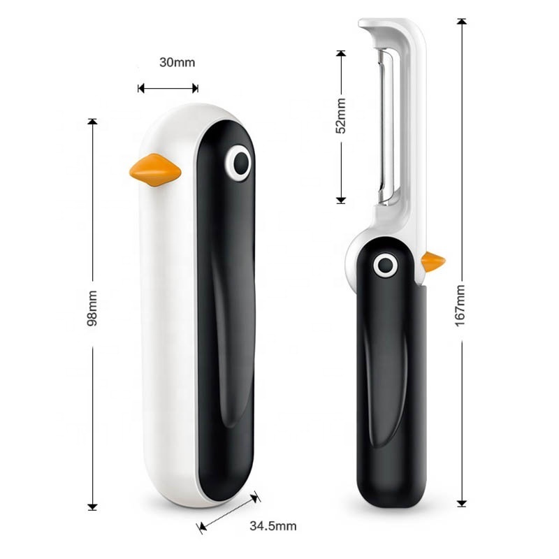 RTS Kitchen Accessories Penguin Shaped Folding Peeling Machine 1Pc Fruit Vegetable Peeler Cutting Tools Portable Stainless Steel