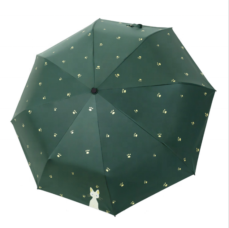 New Automatic Umbrella Rain Women Lovely Cat Folding Umbrellas Windproof Black Coating Anti UV Parasol Women's Umbrella Girl