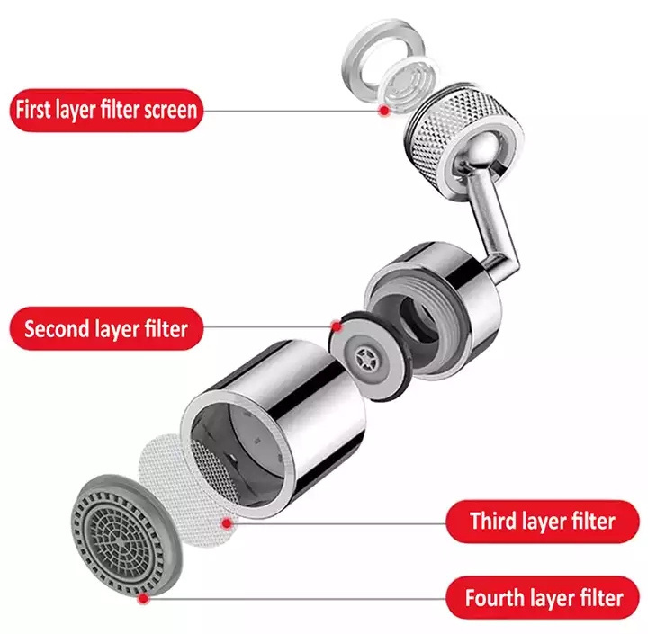 720 Degrees Universal Splash Filter Faucet Spray Head Anti Splash Filter Faucet Movable Kitchen Tap Water Saving Nozzle Sprayer