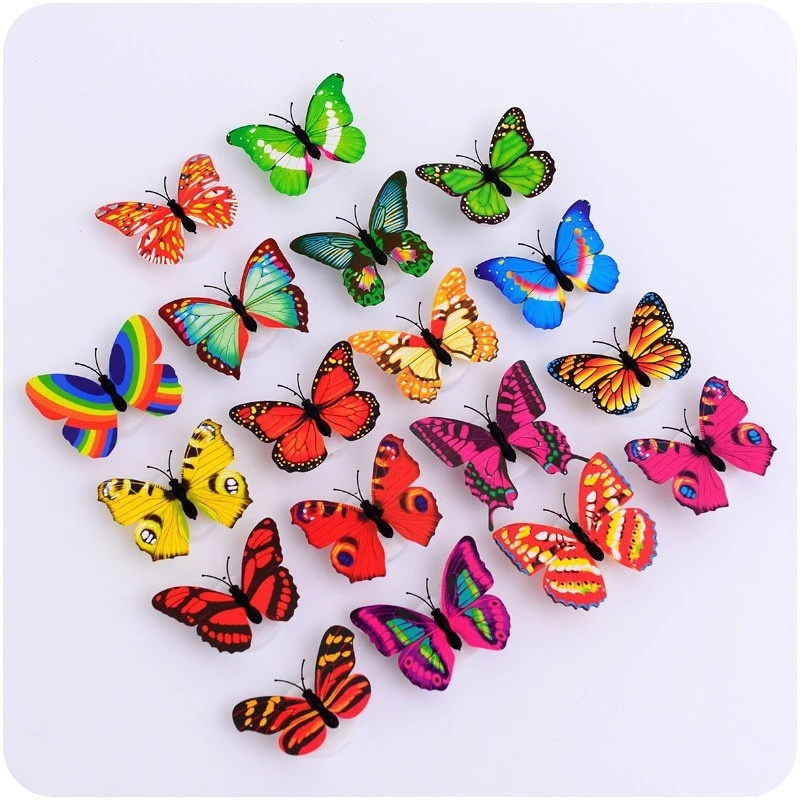 YDM 3D butterfly night light creative toy colorful light luminous butterfly night light sticker led