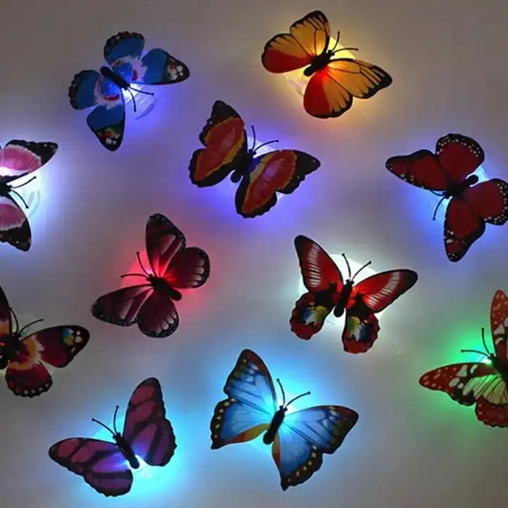 YDM 3D butterfly night light creative toy colorful light luminous butterfly night light sticker led