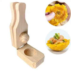 RTS 2 In 1 Wooden Press Bacon Banana Smasher Maker Basket Mold Kitchen Tools for Stuffed Plantain Cup