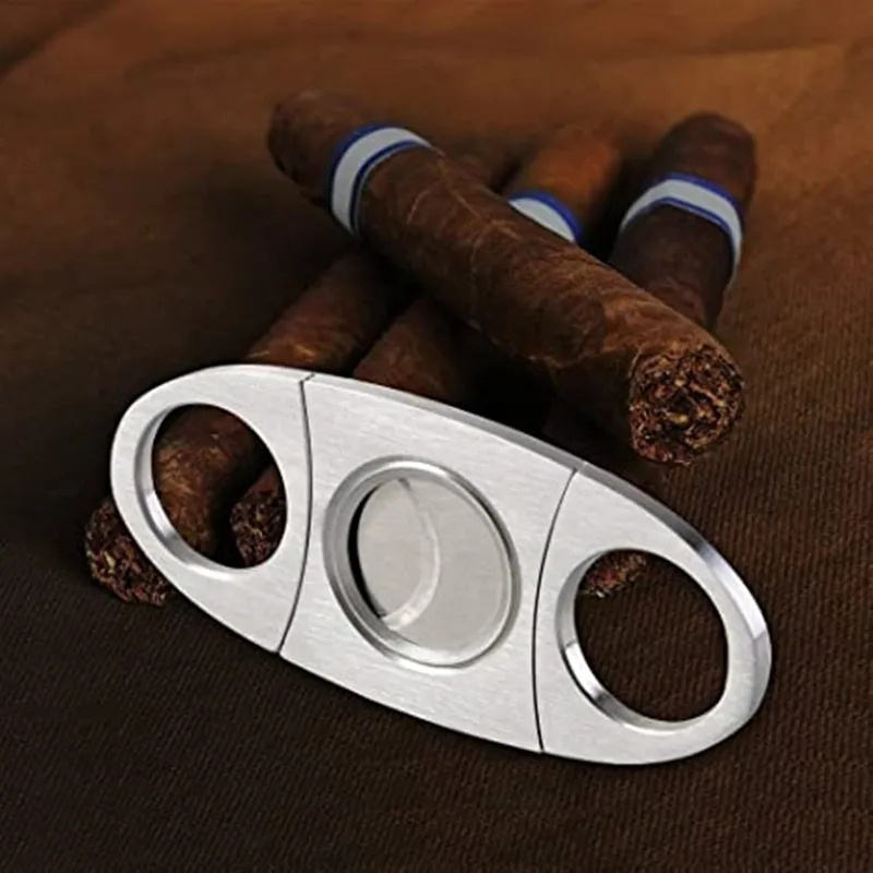 RTS Custom Logo Stainless Steel Guillotine Portable Double-edged Cutter Blade Cigar Cutter Clip