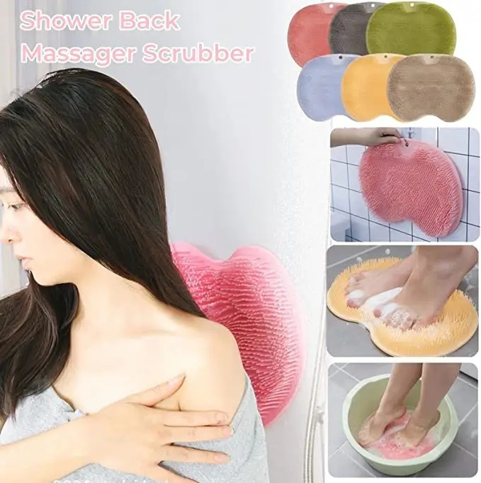 Shower Body Foot Cleaner & Back Massager Scrubber Mat Non Slip Suction Cups Shower bath Mat