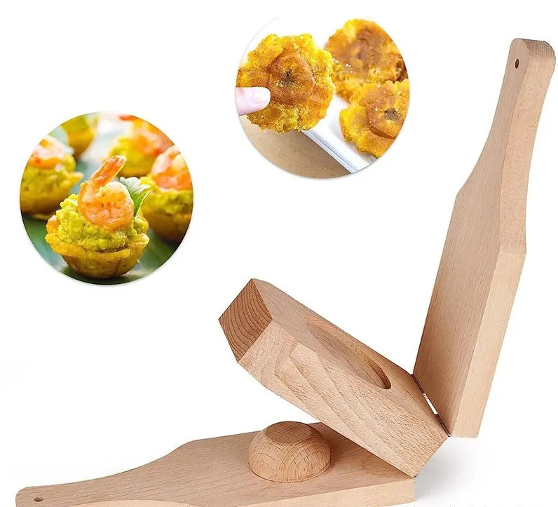 ODM/OEM 2 In 1 Wood Press Plantain Banana Smasher Maker Basket Mold Masher for Stuffed Plantain Cup