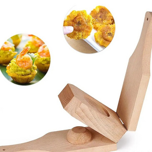 ODM/OEM 2 In 1 Wood Press Plantain Banana Smasher Maker Basket Mold Masher for Stuffed Plantain Cup