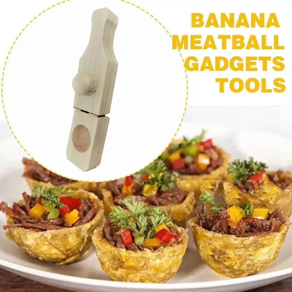 ODM/OEM 2 In 1 Wood Press Plantain Banana Smasher Maker Basket Mold Masher for Stuffed Plantain Cup