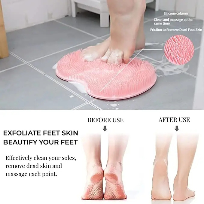 Shower Body Foot Cleaner & Back Massager Scrubber Mat Non Slip Suction Cups Shower bath Mat