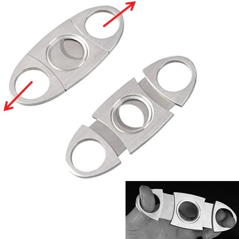 RTS Custom Logo Stainless Steel Guillotine Portable Double-edged Cutter Blade Cigar Cutter Clip