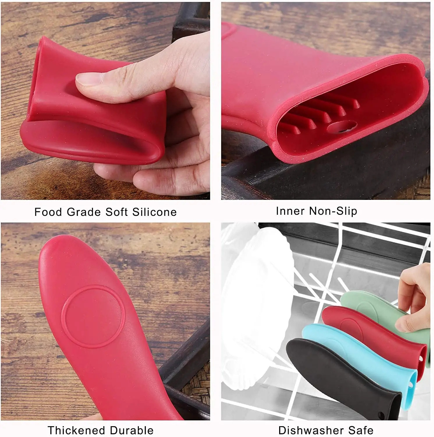 Kitchen Tool Removable Handles Non-Slip Pan Handle Covers Silicone Pot Support Grip Cover Sleeve