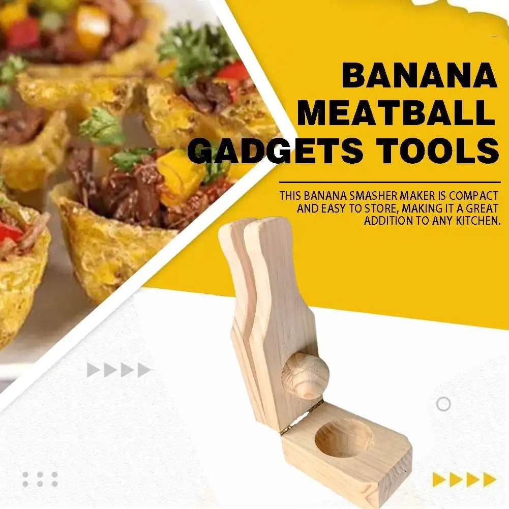 ODM/OEM 2 In 1 Wood Press Plantain Banana Smasher Maker Basket Mold Masher for Stuffed Plantain Cup