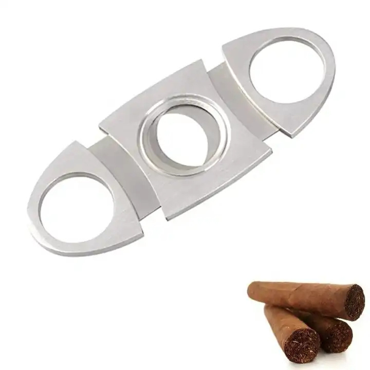 RTS Custom Logo Stainless Steel Guillotine Portable Double-edged Cutter Blade Cigar Cutter Clip