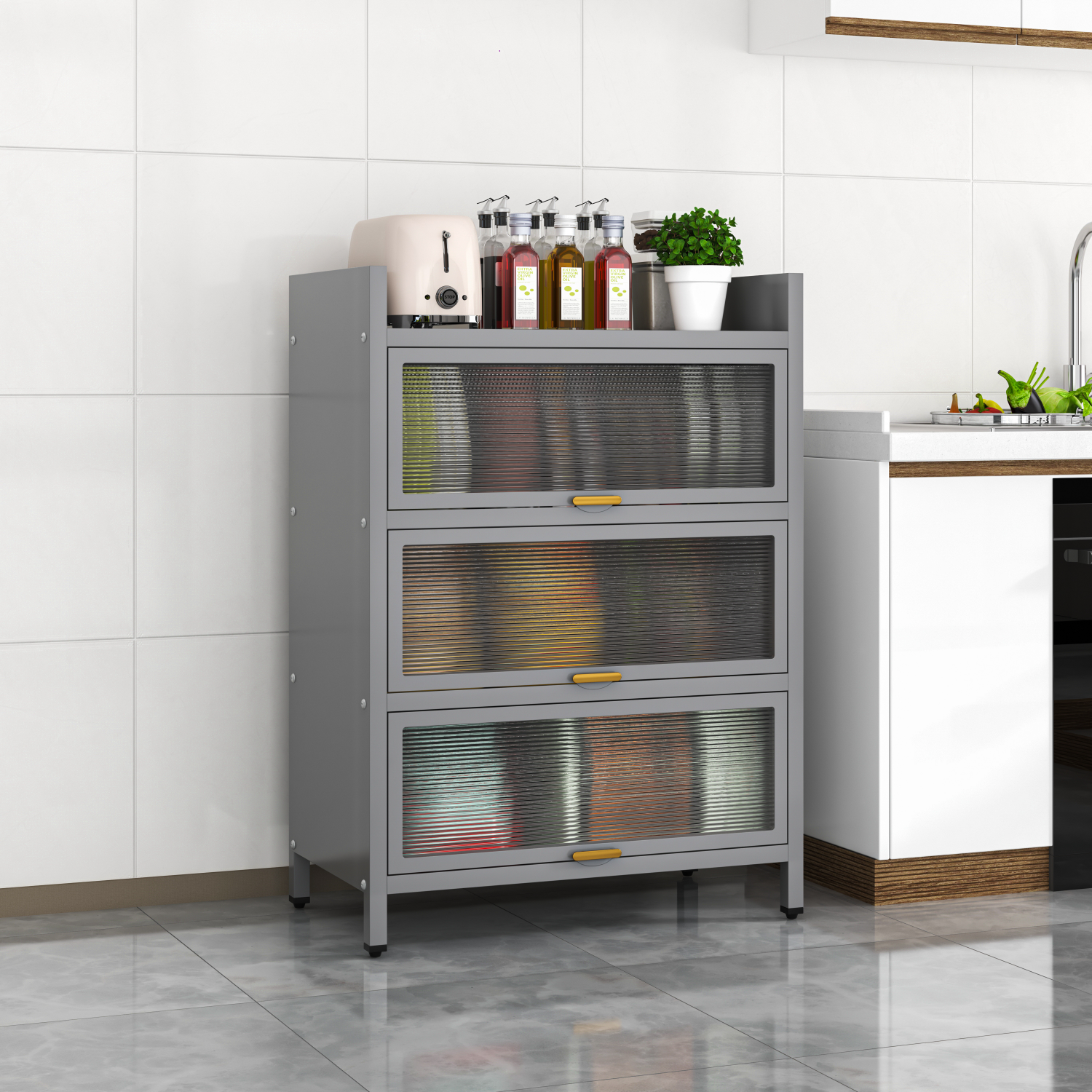 Metal storage cabinet locking Kitchen cabinets