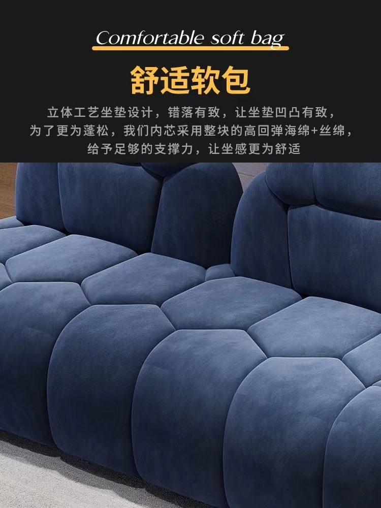 Minimalist Master Light Luxury Sofa Modern Living Room Frosted Technology Cloth Net Red Straight Row Bubble Sofa