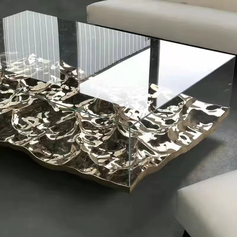 Glass transparent square glass coffee table fiber reinforced plastic coffee table acrylic shaped crystal table furniture