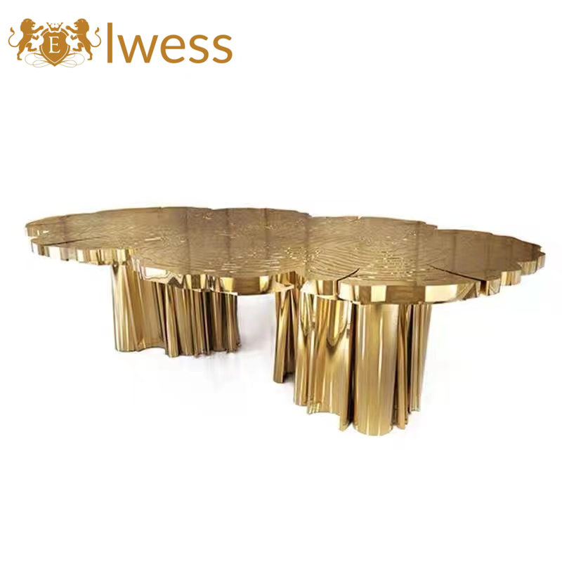 Newly designed Personalized brass gold dining  table restaurant table gold stainless steel dining table