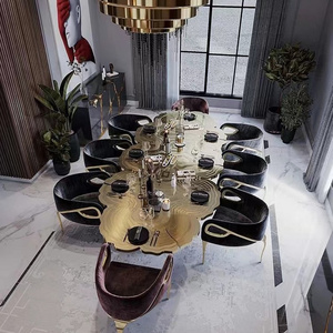 Newly designed Personalized brass gold dining  table restaurant table gold stainless steel dining table