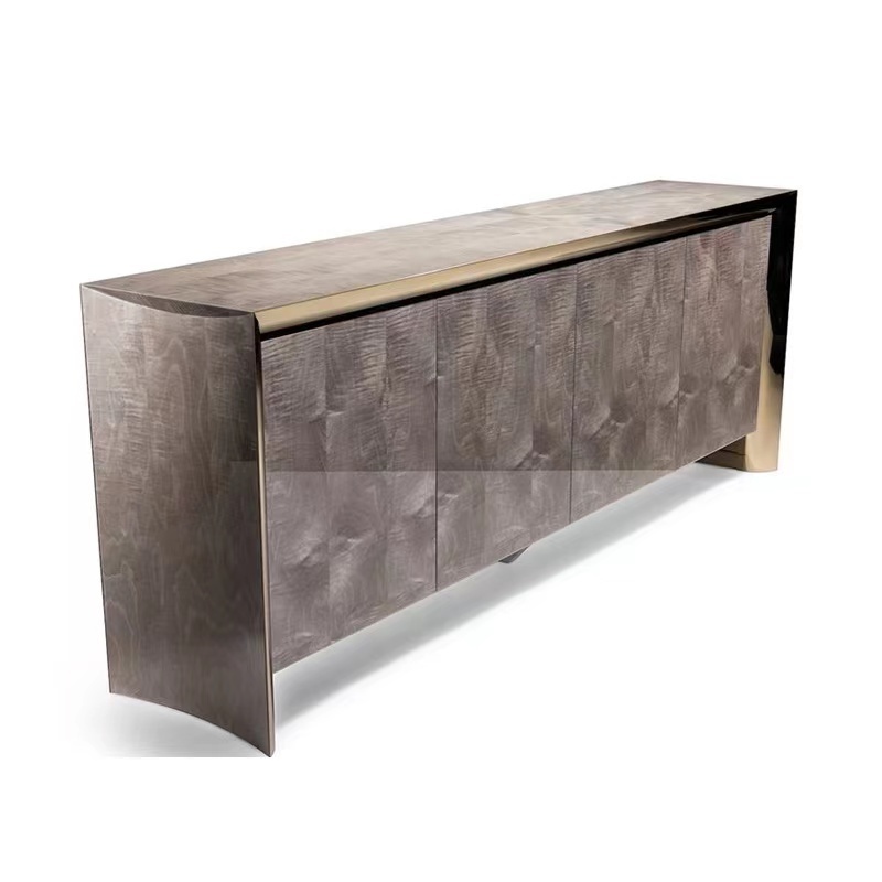 Italian light luxury high-end stainless steel sideboard cabinet Modern and simple restaurant cabinet storage wooden