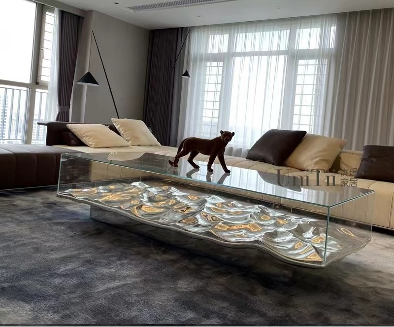 Glass transparent square glass coffee table fiber reinforced plastic coffee table acrylic shaped crystal table furniture