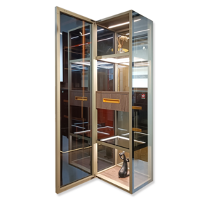 Customized Luxury Lockable Furniture Kitchen Wine Liquor Gold Aluminum Mirror Display Cabinet Showcase For Medals