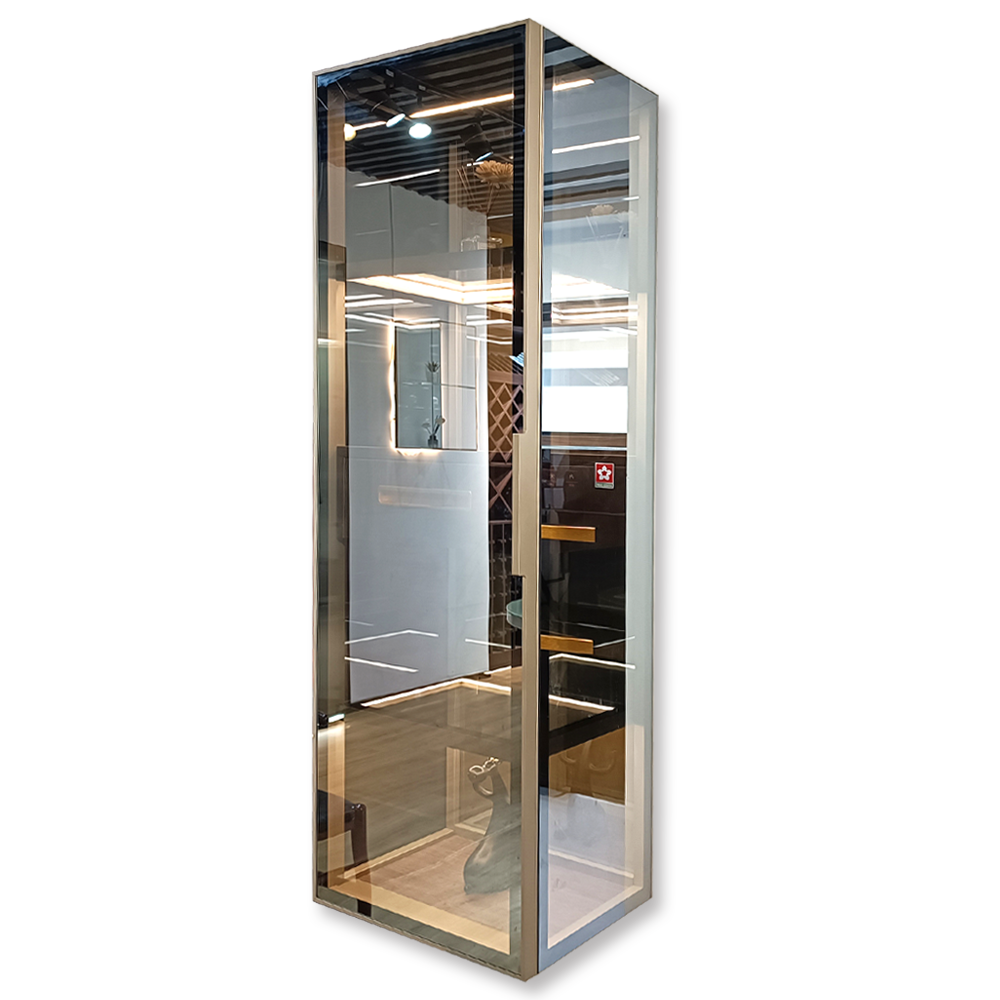 Customized Luxury Lockable Furniture Kitchen Wine Liquor Gold Aluminum Mirror Display Cabinet Showcase For Medals