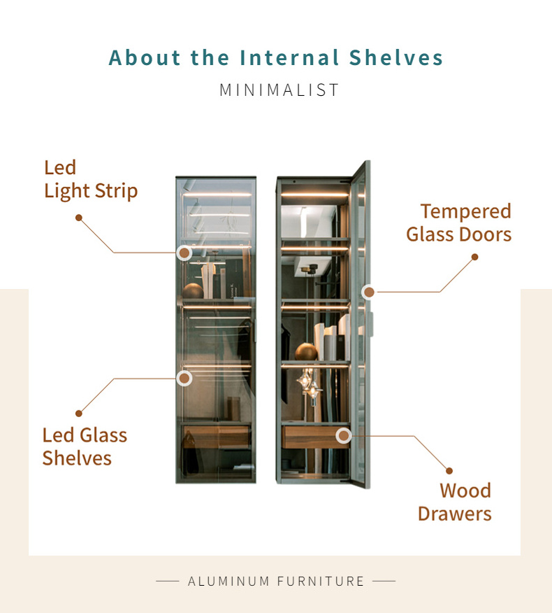 Kitchen Furniture Storage Replacement Sliding Door Aluminum Frame Tempered Glass Display Cabinet For Living Room Wine Showcase