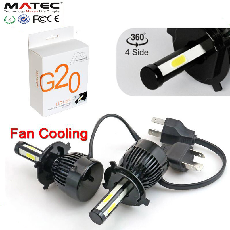 Car part G20 12V white beam bulb 6000k LED conversion kit replace C6,HID kit,halogen bulbs H4 H11 H13 9005 9006 H7 LED headlight