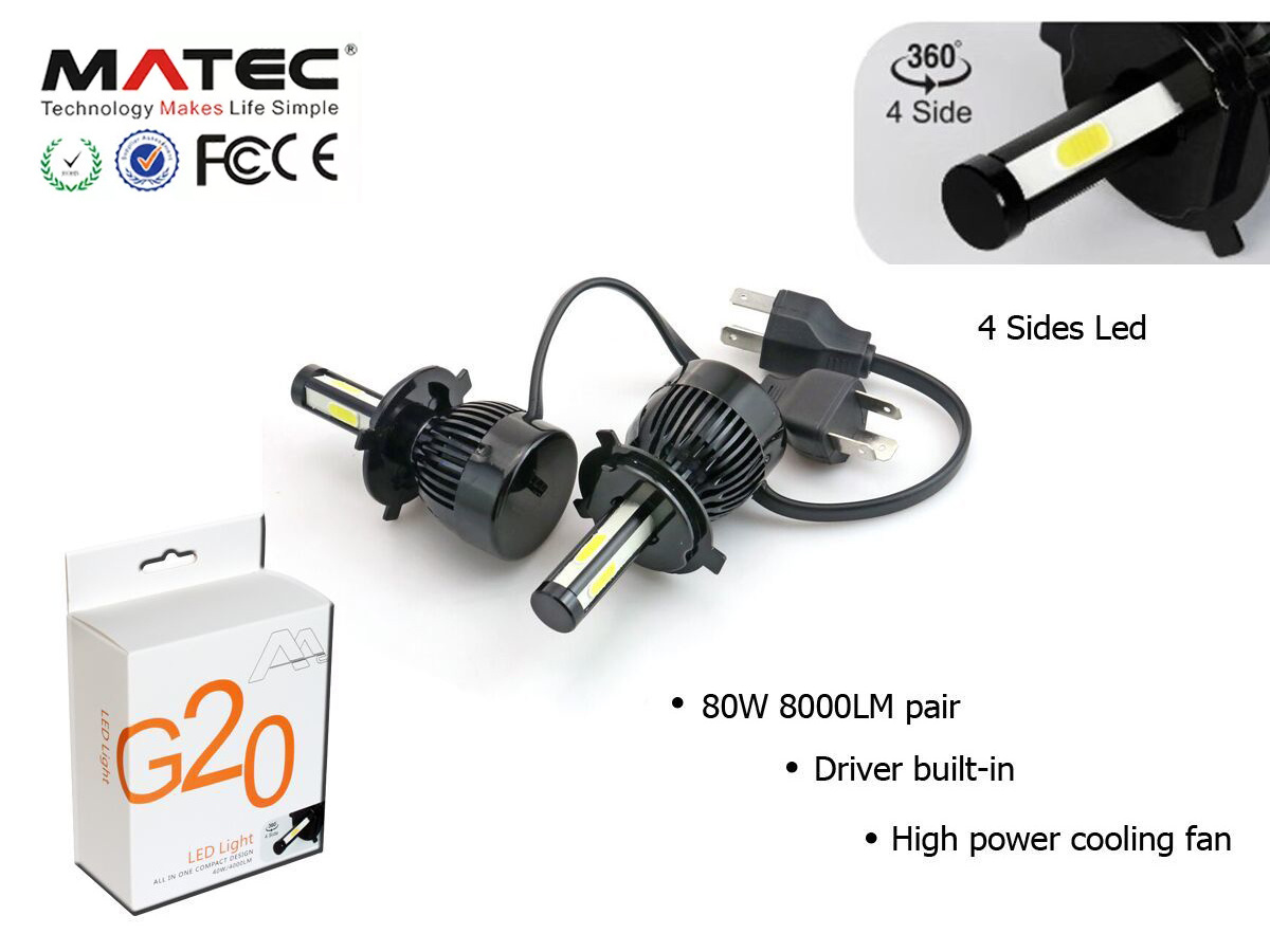 Car part G20 12V white beam bulb 6000k LED conversion kit replace C6,HID kit,halogen bulbs H4 H11 H13 9005 9006 H7 LED headlight